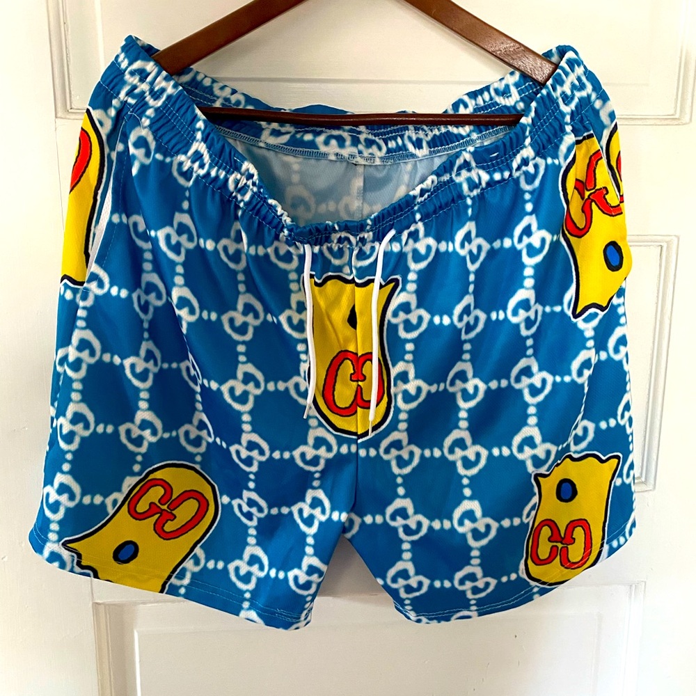 Men’s “gucci” ghost loungewear shorts, size XL